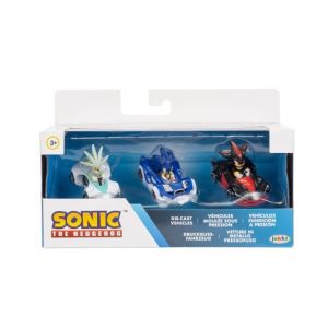 Kovový model autíčka s figurkou Sonic 1:64 - 3 ks