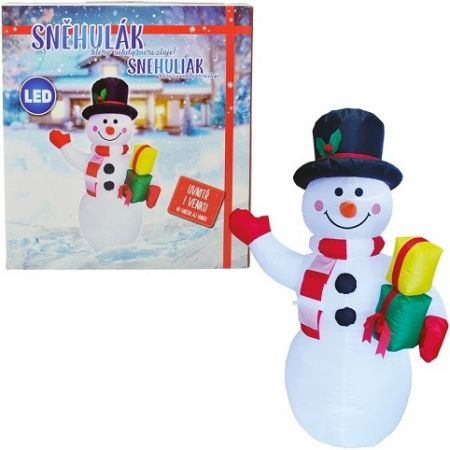 Nafukovací svítící sněhulák s dárky 124 cm