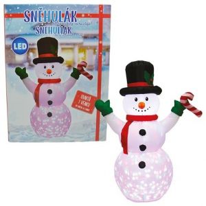 Nafukovací svítící sněhulák candy cane 150 cm