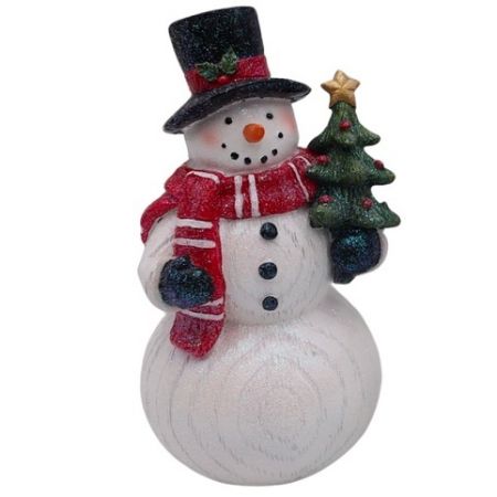 Dekorace Sněhulák se stromkem - dřevo