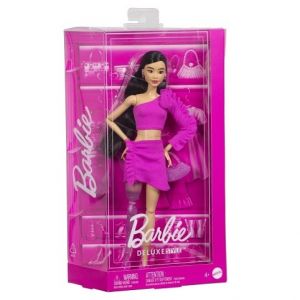Barbie deluxe modelka - šaty s růží