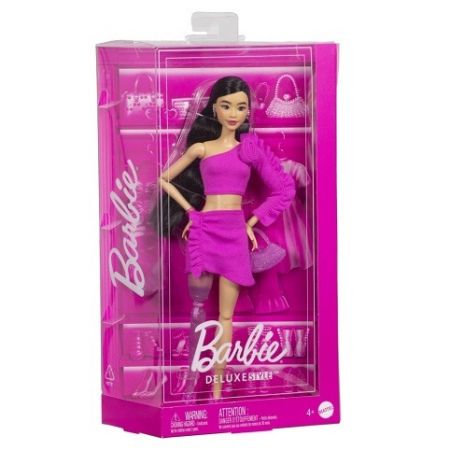 Barbie deluxe modelka - šaty s růží