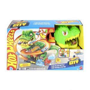 Hot Wheels city t-rex útočí na hasičskou stanici