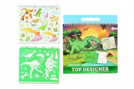 Blok se šablonami s nálepkami dinosaurus 26x29cm