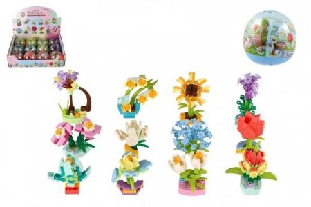 Stavebnice mini květina plast 6cm mix druhů v kouli