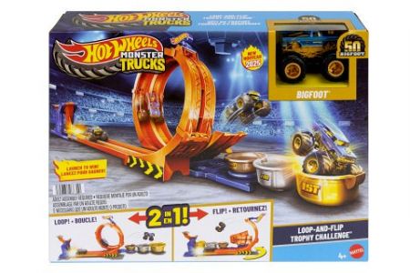Hot Wheels monster trucks dráha se smyčkou a bigfootem JBX64 TV
