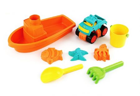 Sada na písek auto a loď 33 cm