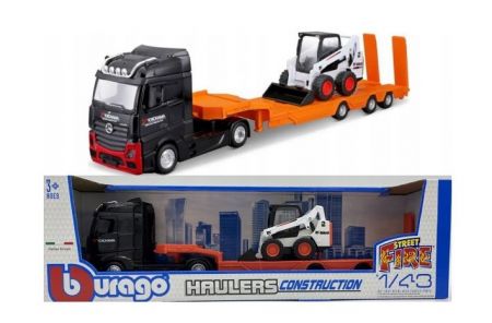 Bburago 1:43 Kamion Construction MB Actros Gigaspace / Bobcat Loader