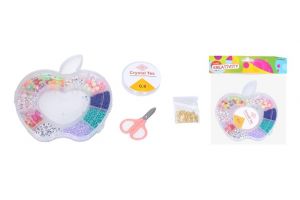 Korálky set + provázek + nůžky + zapínání - Jablko