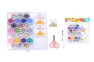 Korálky set + provázky + nůžky + zapínání + pinzeta