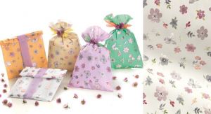 Sáček celofan 25x40 cm Květy bílý