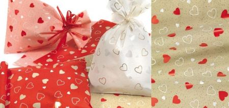 Sáček celofan 20x32 cm Srdce béžový