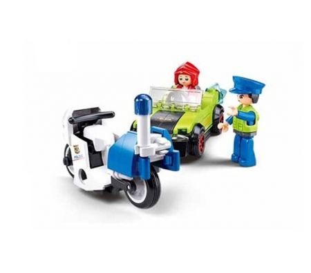 Sluban Metropolis M38-B1217D Převlečený bandita v autě a policista na motorce