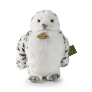 Plyšový pták sova/sovice sněžná s otáčející hlavou 28 cm ECO-FRIENDLY