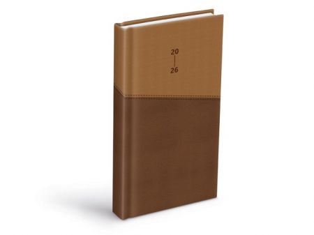 Diář 2026 D802 PU dark brown/beige 90x170mm