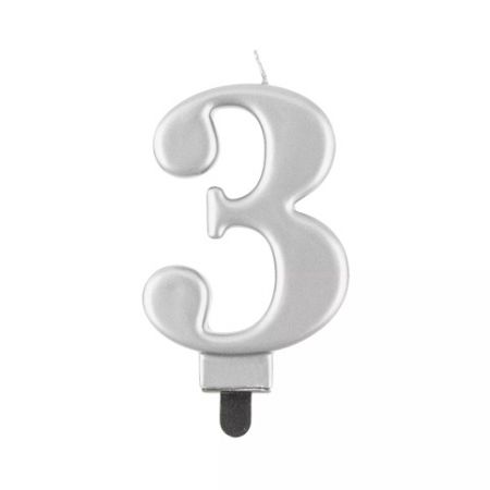 ALBI Svíčka dortová stříbrná číslo 3