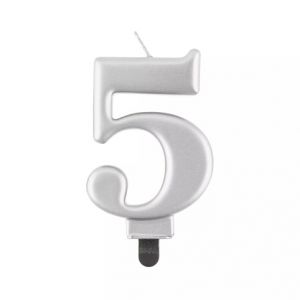 ALBI Svíčka dortová stříbrná číslo 5