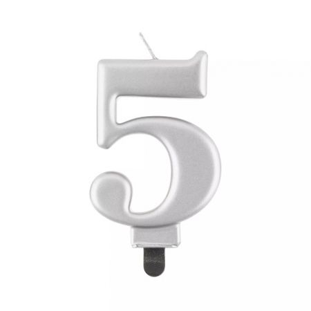 ALBI Svíčka dortová stříbrná číslo 5