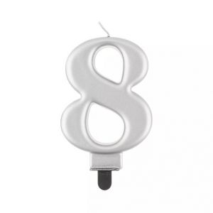 ALBI Svíčka dortová stříbrná číslo 8