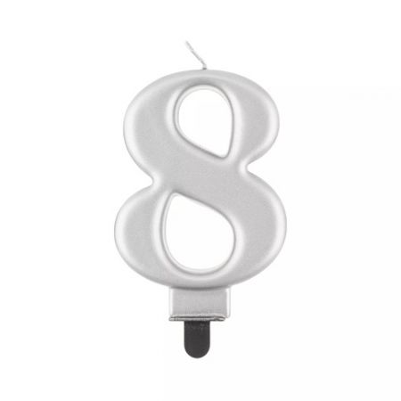 ALBI Svíčka dortová stříbrná číslo 8