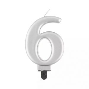 ALBI Svíčka dortová stříbrná číslo 6