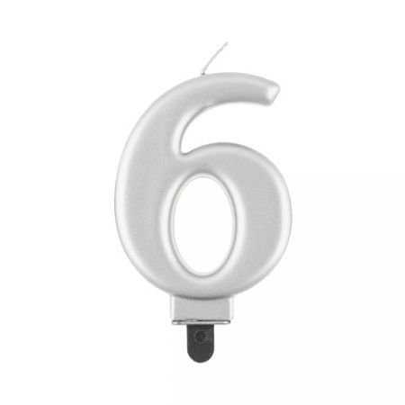 ALBI Svíčka dortová stříbrná číslo 6