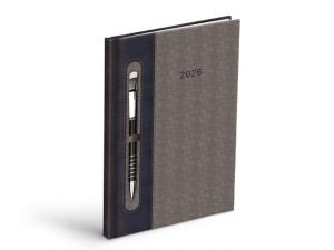 Diář 2026 T805 PU dark blue/gray - na propisku s gumkou