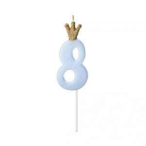 ALBI Svíčka dortová modrá s korunkou číslo 8