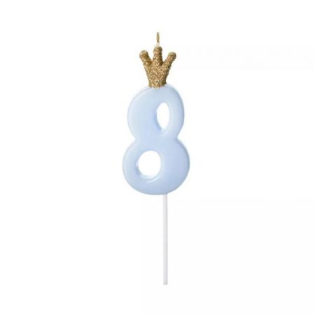 ALBI Svíčka dortová modrá s korunkou číslo 8