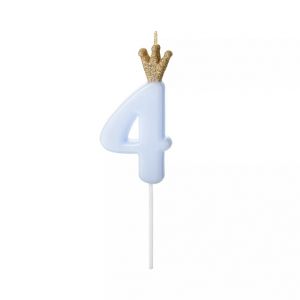 ALBI Svíčka dortová modrá s korunkou číslo 4