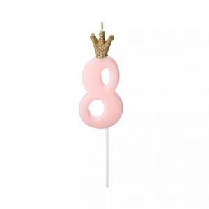 ALBI Svíčka dortová růžová s korunkou číslo 8