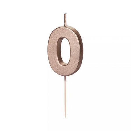 ALBI Svíčka dortová rose gold číslo 0