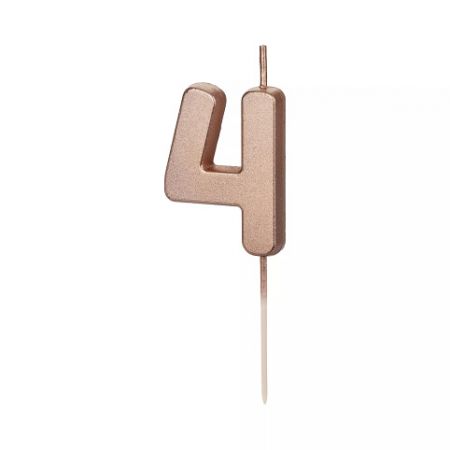 ALBI Svíčka dortová rose gold číslo 4