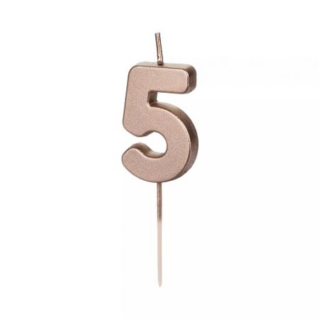 ALBI Svíčka dortová rose gold číslo 5