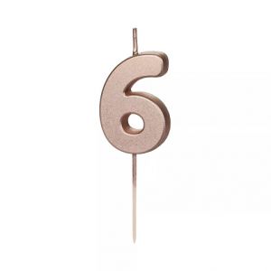 ALBI Svíčka dortová rose gold číslo 6