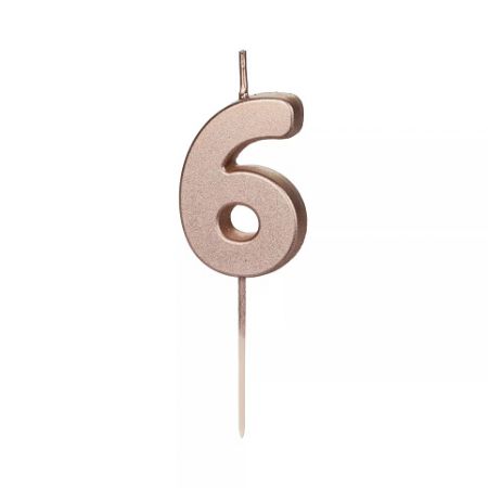 ALBI Svíčka dortová rose gold číslo 6