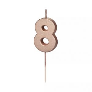 ALBI Svíčka dortová rose gold číslo 8