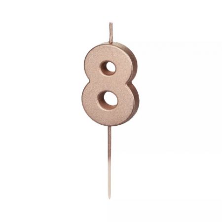 ALBI Svíčka dortová rose gold číslo 8
