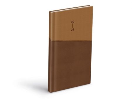 Diář 2026 T806 PU dark brown/beige 90x170mm