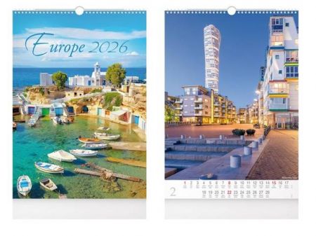 Kalendář 2026 nástěnný Europe