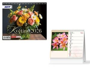 Kalendář 2026 stolní mini Květiny