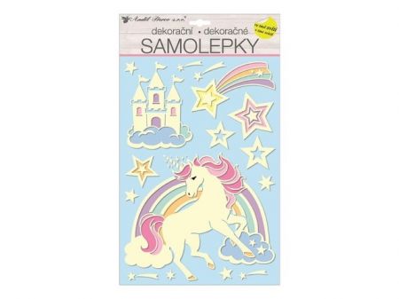 Samolepící dekorace 15112 svítící ve tmě 41 x 25 cm, jednorožec
