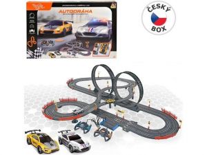 Autodráha 790 cm ( 155 x 130 x 36 cm ) se dvěma auty, na baterie