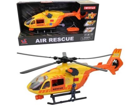 Helikoptéra záchranná, na baterie, světlo a zvuk, funkční naviják a rotor, 35 cm