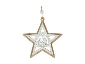 Hvězda 3D dřevo 10cm závěs