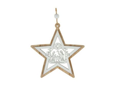 Hvězda 3D dřevo 10cm závěs