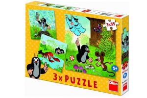 DINO-Puzzle Krteček a kalhotky 18x18cm 3x55 dílků-3x55 Krtek a kalhotky