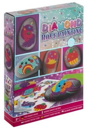 Kreativní set diamantové malování kamínků 3 kamínky + samolepky + diamanty