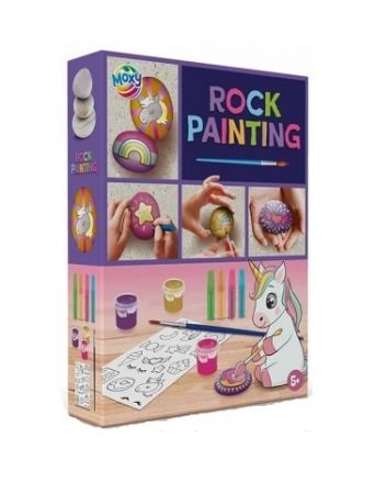 Kreativní set malování kamínků jednorožec 3 kamínky 3 barvy a 4 perlová lepidla