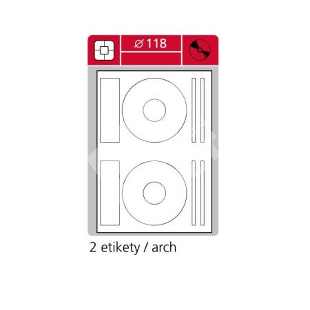 Samolepící etikety CD/ prů 118-2ks/bílé cena za balení 100ks